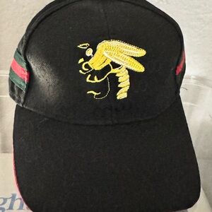 Black Cap with Gold Embroidery